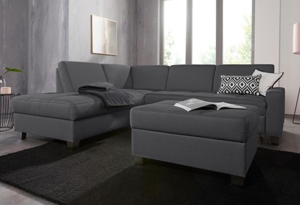 DOMO collection, DOMO collection Ecksofa, DOMO collection Ecksofa »Florentina L-Form«, wahlweise mit Bettfunktion, mit Kontrastnaht