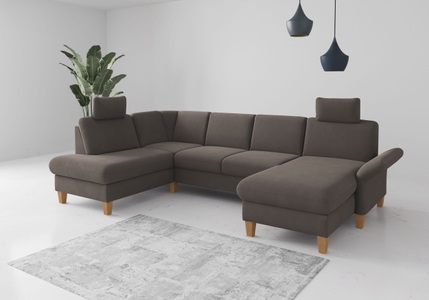 Home affaire Wohnlandschaft »Rochelle, U-Form«, optional mit Armteilverstellung, mit Bettfunktion & Bettkasten