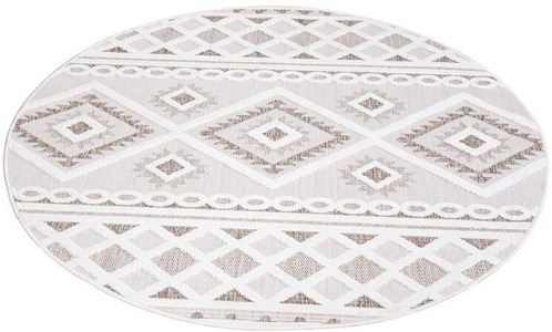 Carpet City, Carpet City Teppich »Santorini«, rund, 5 mm Höhe, 3D-Effekt, für Wohnzimmer, Flur, Küche, Wintergarten, Balkon, Wetterfest & UV-beständig, Carpet City Teppich »In-& Outdoorteppich Santorini 435, 3D-Effekt, Boho-Look«, rund, 5 mm Höhe, Wetterfest & UV-beständig für Terrasse, Balkon, Küche, Flur