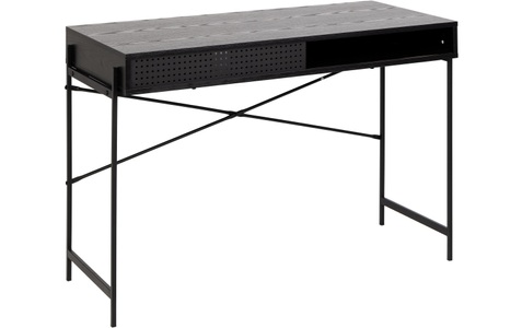 mutoni scandi, Schreibtisch Angie Melamin Esche Schwarz Schiebetür 110x50x75cm, Schreibtisch LOGAM 50x110x75cm schwarz