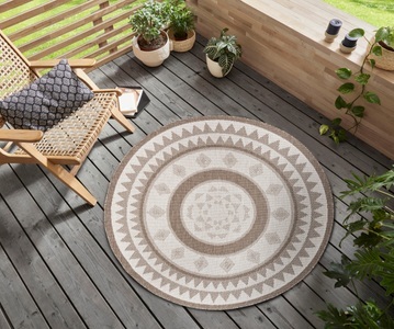 NORTHRUGS, NORTHRUGS Teppich »Jamaica«, rund, 5 mm Höhe, In-und Outdoor geeignet, Wohnzimmer, Balkon, Terrasse, Garten, Robust, Pflegeleicht, Flachgewebe, Wendbar, NORTHRUGS Teppich »Jamaica«, rund, 5 mm Höhe, In-& Outdoor, Wetterfest, Balkon, Garten, Wohnzimmer, Wasserfest
