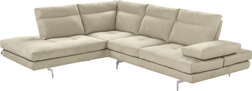 CALIA ITALIA, CALIA ITALIA Ecksofa »Toby Wing«, Sitztiefenverstellung, Eckelement mit Funktion, Füsse in Chrom glänzend, CALIA ITALIA Ecksofa »Toby Wing, L-Form, Multifunktionssofa, bequem und edel«, Sitztiefenverstellung und Armteilfunktion, Füsse chrom glänzend