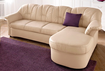 DOMO collection, DOMO collection Ecksofa, DOMO collection Ecksofa »Flores Schlafsofa, B/T/H: 233/142/86 cm, L-Form«, wahlweise mit Bettfunktion, wahlweise mit Federkern, auch in Leder