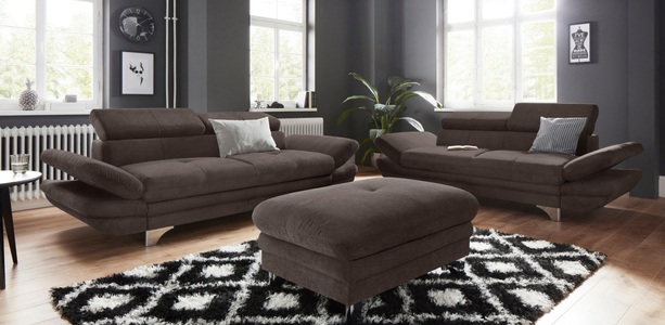 Cotta, COTTA Polstergarnitur, (Set), Set: bestehend aus 3-Sitzer und Hocker, Sofa inklusive Kopf- und Armteilverstellung, COTTA Polstergarnitur »Enterprise« Set, Set bestehend aus 2,5-Sitzer mit Arm- & Kopfteilverstellung & Hocker