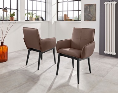 PREMIUM COLLECTION BY HOME AFFAIRE, Premium collection by Home affaire Armlehnstuhl »Model 6«, (Set), 2 St., Leder, Bezug in Microfaser oder Leder und das Gestell ist Buche Massivholz in schwarz lackiert, Home affaire Armlehnstuhl »Model 6«, (Set), 2 St., Leder, Bezug in Microfaser oder Leder, Gestell ist Buche in schwarz lackiert