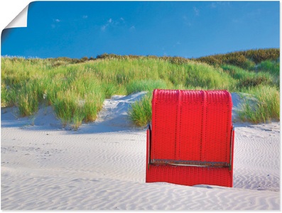 Artland, Artland Wandbild »Roter Strandkorb«, Artland Wandbild »Roter Strandkorb«, Strand, (1 St.), als Leinwandbild, Wandaufkleber oder Poster in versch. Grössen