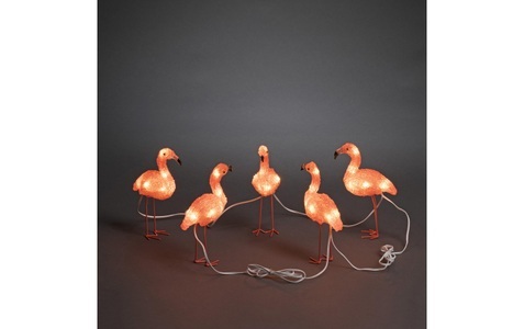 Konstmide, LED-Dekorationsleuchte Flamingo im 5er-Set, 