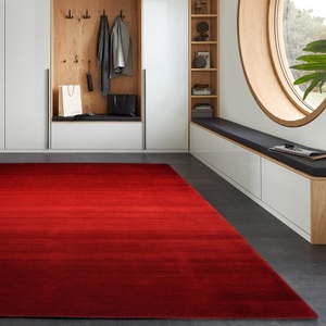 Theko®die Markenteppiche, Wollteppich ´Wool Comfort´ Theko®die Markenteppiche Rot, THEKO Wollteppich »Wool Comfort«, rechteckig, 14 mm Höhe, Handweb Teppich, reine Wolle, handgewebt, brilliante Farben, Scandi