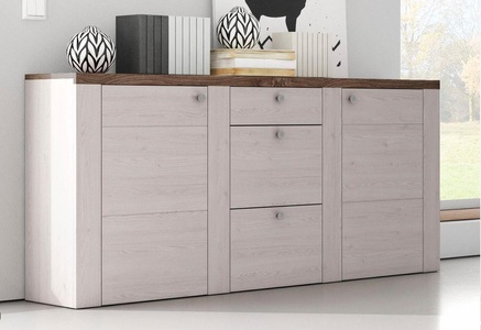 SERIE LARONA, Sideboard »Serie Larona«, Breite 176cm, Home affaire Sideboard »Larona, zeitlose Kommode mit 2 Türen, 3 Schubkästen, Türkommode,«, Höhe 84 cm, viel Stauraum, Anrichte mit dekorativer Rahmenoptik