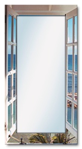 Artland, Artland Wandspiegel »Fenster zum Paradies«, Artland Dekospiegel »Fenster zum Paradies«, gerahmter Ganzkörperspiegel, Wandspiegel, mit Motivrahmen, Landhaus