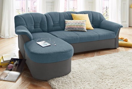 DOMO collection, DOMO collection Ecksofa, DOMO collection Ecksofa »Elva, zeitlose Formensprache, elegante Rückensteppung, L-Form«, wahlweise mit Bettfunktion und Federkern