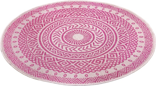 NORTHRUGS, NORTHRUGS Teppich »Giro«, rund, 4 mm Höhe, Flachgewebe In und Outdoor geeignet, Mandala Design, gekettelt, Wohnzimmer, Balkon, Terrasse, Garten, Robust, Pflegeleicht, NORTHRUGS Teppich »Giro«, rund, 4 mm Höhe, Flachgewebe Mandala Design, gekettelt, Robust, Pflegeleicht