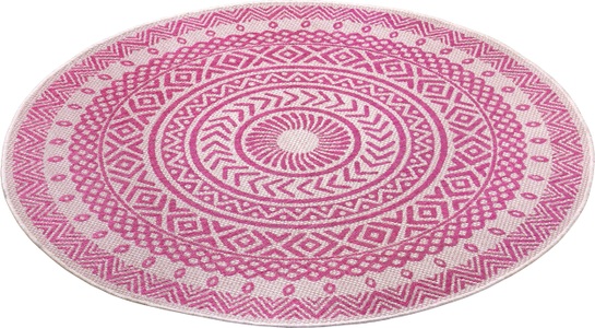 NORTHRUGS, NORTHRUGS Teppich »Giro«, rund, 4 mm Höhe, Flachgewebe In und Outdoor geeignet, Mandala Design, gekettelt, Wohnzimmer, Balkon, Terrasse, Garten, Robust, Pflegeleicht, NORTHRUGS Teppich »Giro«, rund, 4 mm Höhe, Flachgewebe Mandala Design, gekettelt, Robust, Pflegeleicht