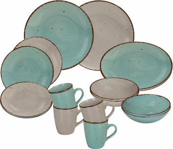 undefined, Kombiservice ´´PURO´´ (16-tlg.), Steinzeug, ARTE VIVA Kombiservice »Geschirr-Set, Service Puro«, (Set, 16 tlg., Kaffeebecher, Dessertteller, Speiseteller, Müslischalen), vom Sternekoch Thomas Wohlfarter empfohlen, 16 Teile, für 4 Personen