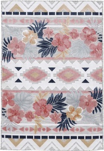 carpetfine, carpetfine Teppich »Deja 101«, rechteckig, 4 mm Höhe, robustes Flachgewebe, Motiv- Floral Palmenblätter, Hoch-Tief Effekt, In- und Outdoor geeignet, Wetterfest und UV-beständig für Balkon, Terrasse, Garten, Aussenbereich,Wohnzimmer, Schlafzimme, carpetfine Teppich »Deja 101«, rechteckig, 4 mm Höhe, robustes Flachgewebe, Motiv- Floral Palmenblätter, Hoch-Tief Effekt