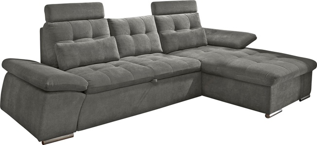 MID.YOU, MID.YOU Wohnlandschaft in textil, holzwerkstoff grau , Nalo Longchair 2f.rec , Uni , 170 cm , Nachbildung , seitenverkehrt erhältlich, Rücken echt , 002220026405, MID.YOU Ecksofa in mikrovelours grau , Nalo , Textil, Holzwerkstoff , Uni , 268x170 cm , Mikrovelours,Nachbildung , seitenverkehrt erhältlich, Rücken echt , 002220026405