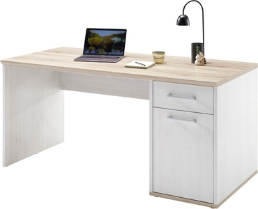 MID.YOU, MID.YOU Schreibtisch 160/73/76 cm in weiss, eichefarben , Romance , Kunststoff , 73x76 cm , Dekorfolie,Nachbildung , 000887032305, MID.YOU Schreibtisch 160/73/76 cm in weiss, eichefarben , Romance , Kunststoff , 73x76 cm , Dekorfolie,Nachbildung , 000887032305