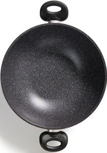 Stoneline, STONELINE Wok mit Glasdeckel 28 cm Stoneline Grau / Schwarz, STONELINE Wok, Aluminiumguss, Ø 28 cm, Induktion