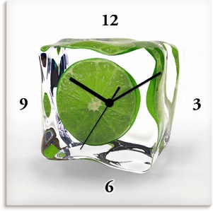Artland, Artland Wanduhr »Limette im Eiswürfel«, Artland Wanduhr »Limette im Eiswürfel«, wahlweise mit Quarz- oder Funkuhrwerk, lautlos ohne Tickgeräusche