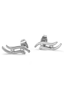 FIRETTI, Firetti Paar Ohrstecker »Welle«, Firetti Paar Ohrstecker »Schmuck Geschenk Ohrschmuck Titan Welle«, mit Zirkonia (synth.)