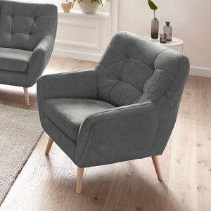 exxpo - sofa fashion, exxpo - sofa fashion Sessel, exxpo - sofa fashion Sessel »Scandi, Loungesessel mit tollem Sitzkomfort, hochwertige Polsterung« bequem, hohe Holzfüsse