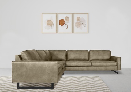 Places of Style Ecksofa »Pinto«, mit langem Schenkel, Keder und Metallfüssen