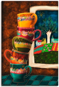 Artland, Artland Wandbild »Fröhliche Kaffeetassen«, Artland Wandbild »Fröhliche Kaffeetassen«, Getränke, (1 St.), als Alubild, Outdoorbild, Leinwandbild, Poster, Wandaufkleber