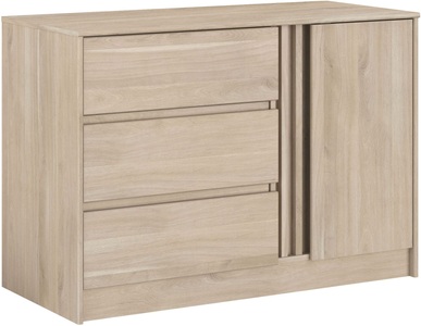 undefined, Kommode ESCALE 1 Tür 3 Schubladen 50x109.8x76.8cm eiche, Kommode ESCALE 1 Tür 3 Schubladen 109.8x50x76.8cm eiche