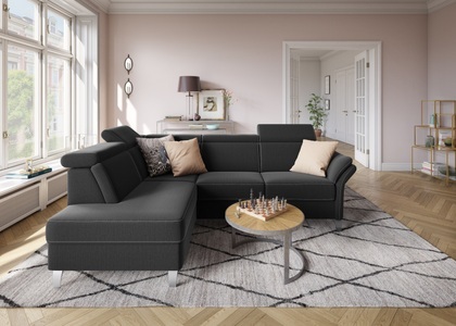 SIT&MORE, sit&more Ecksofa, sit&more Ecksofa »Vincenzo L-Form«, inklusive Kopfteilverstellung, wahlweise mit Bettfunktion, Bettkasten