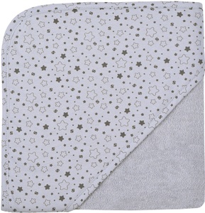WOERNER, WÖRNER SÜDFROTTIER Kapuzenbadetuch Sterne hellgrau 80 x 80 cm, Wörner Kapuzenhandtuch »Sterne hellgrau Kapuzenbadetuch 80/80« obere Lage der Kapuze aus bedrucktem Single-Jersey