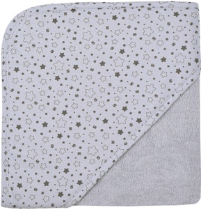 WOERNER, WÖRNER SÜDFROTTIER Kapuzenbadetuch Sterne hellgrau 80 x 80 cm, Wörner Kapuzenhandtuch »Sterne hellgrau Kapuzenbadetuch 80/80« obere Lage der Kapuze aus bedrucktem Single-Jersey