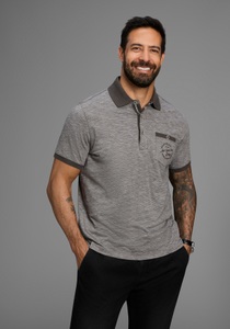 Man's World Poloshirt, Kurzarm, Regular Fit, melierte Struktur, Rundhalsausschnitt