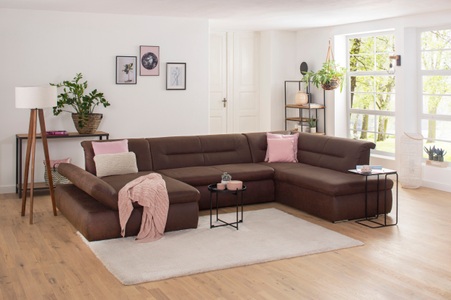 my home Wohnlandschaft »Avesa«, Wahlweise mit Armteilverstellung und Bettfunktion, B/T/H: 355/216/80 cm