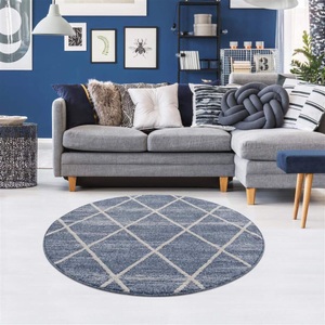 Carpet City, Carpet City Teppich »Art 2646«, rund, 7 mm Höhe, Kurzflor Teppich, Wohnzimmer, Carpet City Teppich »Art 2646«, rund, 7 mm Höhe, Kurzflor, Rauten-Optik, ideal für Flur & Diele