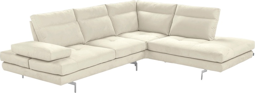 CALIA ITALIA, CALIA ITALIA Ecksofa »Toby Wing«, Sitztiefenverstellung, Eckelement mit Funktion, Füsse in Chrom glänzend, CALIA ITALIA Ecksofa »Toby Wing, L-Form, Multifunktionssofa, bequem und edel«, Sitztiefenverstellung und Armteilfunktion, Füsse chrom glänzend