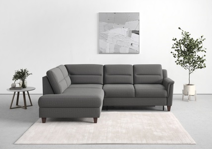 sit&more Ecksofa »Farö«, inklusive Federkern, mit naturfarbenen Füssen, wahlweise mit Bettfunktion und Bettkasten