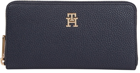Tommy Hilfiger, Tommy Hilfiger Geldbörse »TH EMBLEM LARGE ZA«, mit TH-Emblem vorne, Tommy Hilfiger - Portemonnaie, für Damen, Marine, Größe ONESIZE