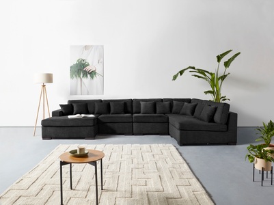 Guido Maria Kretschmer Home&Living, Guido Maria Kretschmer Home&Living Wohnlandschaft »Skara«, (5 St.), Lounge-Sofa mit Federkern-Polsterung, in vielen Bezugsvarianten, auch recycelt, Home affaire Wohnlandschaft »Skara U-Form« Lounge-Sofa mit Federkernpolsterung, in vielen Bezugsvarianten