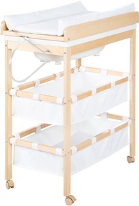 Roba, Roba Bade-Wickel-Kombi mit Wickelauflage, roba® Bade- und Wickelregal »Baby Pool, natur« bis 15 kg inkl. Wickelauflage weiss 47 cm