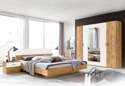 Wimex, Wimex Schlafzimmer-Set »Katrin« (Set, 4-tlg), MID.YOU Schlafzimmer in weiss, eichefarben , Katrin , Holzwerkstoff , 3 Fächer , 180 cm , Dekorfolie,Nachbildung , Beimöbel erhältlich , 001787037804