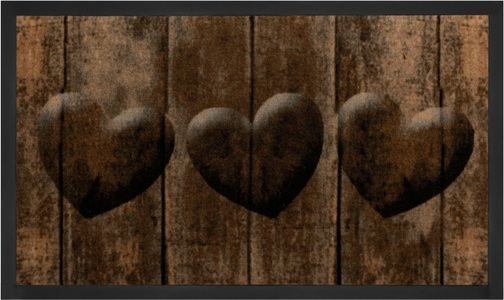 Hanse Home, Fussmatte, »3 Hearts«, HANSE Home, rechteckig, Höhe 5 mm, maschinell getuftet, HANSE Home Fussmatte »3 Hearts, Türmatte«, rechteckig, 5 mm Höhe, Herzen Motiv, waschbar, Schmutzfangmatte, Outdoor, Innen, Rutschfest