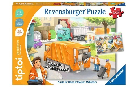 Ravensburger, tiptoi Puzzle für kleine Entdecker: Müllabfuhr, Puzzle tiptoi® PUZZLE FÜR KLEINE ENTDECKER: MÜLLABFUHR 2x12-teilig