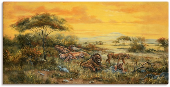 Artland, Artland Wandbild »Löwen in der Steppe«, Bilder von Afrika, (1 St.), in vielen Grössen & Produktarten - Alubild / Outdoorbild für den Aussenbereich, Leinwandbild, Poster, Wandaufkleber / Wandtattoo auch für Badezimmer geeignet, Artland Wandbild »Löwen in der Steppe«, Bilder von Afrika, (1 St.), als Alubild, Leinwandbild, Wandaufkleber oder Poster in versch. Grössen