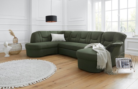 DOMO collection, DOMO collection Wohnlandschaft »Sarafina«, wahlweise mit Bettfunktion, optional mit Federkern, DOMO collection Wohnlandschaft »Sarafina, zeitlos und komfortabel, optional mit Federkern, U-Form« wahlweise mit Bettfunktion