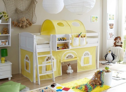 TICAA, Ticaa Hochbett »Eric« mit Rolllattenrost und Textil-Set, 