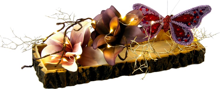 HOME AFFAIRE, Home affaire Holztablett, Soft-Magnolie/Schmetterling, I.GE.A. Dekoobjekt, Soft-Magnolie/Schmetterling