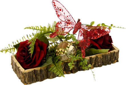 HOME AFFAIRE, Home affaire Holztablett, Rose/Schmetterling, I.GE.A. Dekoobjekt, Rose/Schmetterling