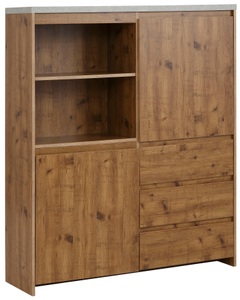 Home affaire Highboard »Maribo«, im modernen Landhaus-Stil, mit einer schönen Betontopplatte, Breite 125 cm