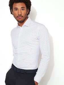 DESOTO Businesshemd »Jerseyhemd Casual Kent langarm«, Flexibler Stretch, mit Minimal Print, Kentkragen
