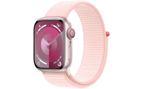 Apple, APPLE Watch Series 9 (GPS + Cellular, Alu) 41 mm - Smartwatch (Stufenlos verstellbar, Textil (Carbon Neutral), Rosé/Hellrosa), Watch Series 9, Aluminium, 41mm, Cellular
